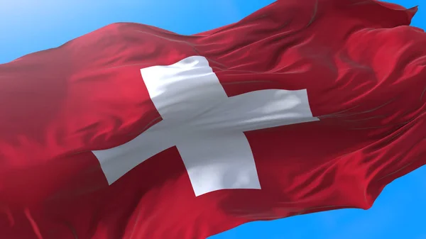 Bandera Suiza Ondeando Viento Realista Fondo Suizo Suiza Fondo 3840X2160 —  Fotos de Stock