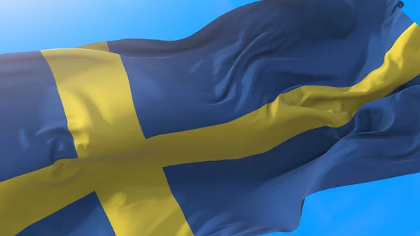 Svezia Bandiera Sventola Nel Vento Realistico Sfondo Scandinavo Sfondo Svedese — Foto Stock