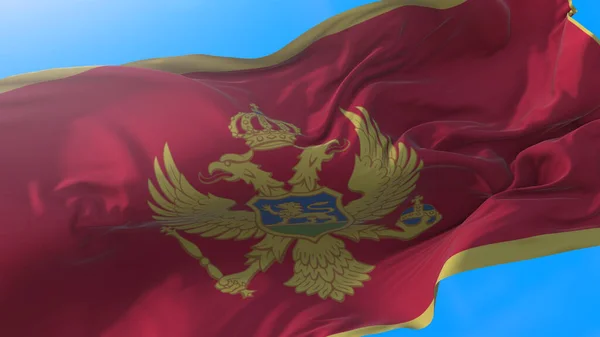 Σημαία Του Μαυροβουνίου Κυματίζει Άνεμο Ρεαλιστική Καταγωγή Μαυροβουνίου Ιστορικό Μαυροβουνίου — Φωτογραφία Αρχείου