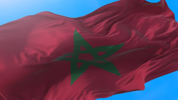 Marokko Vlag Zwaaiend Wind Realistische Marokkaanse Achtergrond — Stockfoto