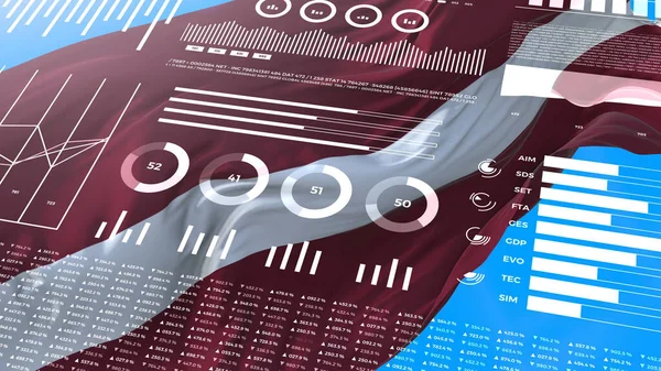 Letonia Informes Análisis Informativos Datos Financieros Visualización Infografías Con Bandera — Foto de Stock