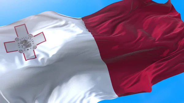 Málta Zászló Integetett Szélben Reális Máltai Háttér Máltai Háttér — Stock Fotó