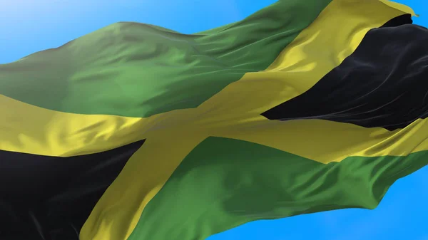 Jamajská Vlajka Vlnící Větru Jamajská Vlajka Pozadí Jamajské Pozadí — Stock fotografie