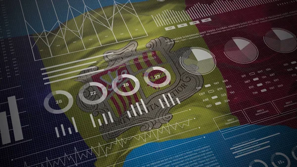 Albanien Informationsanalyseberichte Und Finanzdaten Infografik Mit Flagge Spaltennummern Und Tortendiagramm — Stockfoto