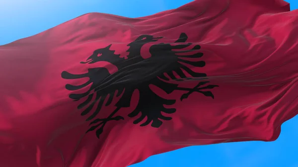 Albanië Vlag Zwaaiend Wind Realistische Albanese Achtergrond Albanië Achtergrond — Stockfoto