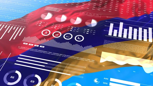 Arménia Relatórios Análise Informacionais Dados Financeiros Exibição Infográficos Com Bandeira — Fotografia de Stock