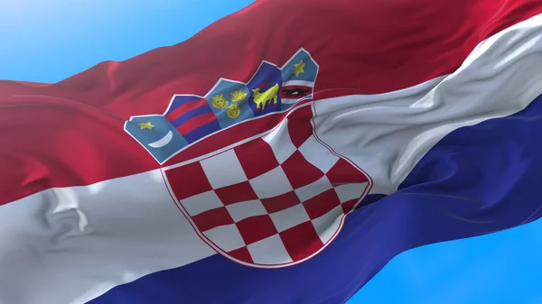 Horvátország Zászló Integetett Szélben Reális Horvát Háttér Horvátország Zökkenőmentes — Stock Fotó