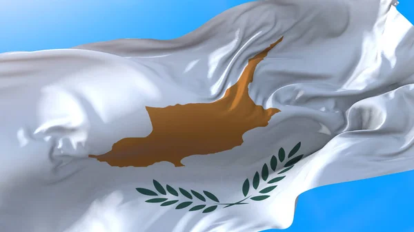 Zypernfahne Weht Wind Realistisch Zyprischen Hintergrund Zypern Nahtlos — Stockfoto
