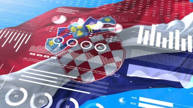 Hırvatistan bilgilendirme analizi raporları ve mali veriler, bayrak, sütun numaraları ve pasta grafikleri grafikleriyle birlikte bilgi grafikleri. Mali bilimsel ve tıbbi konular.