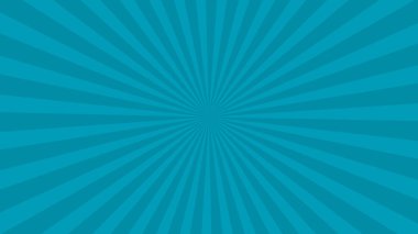 Cyan güneş ışınları. Pop sanat ve komedi tarzı arka plan.