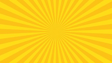Sarı güneş ışınları. Pop sanat ve komedi tarzı arka plan.