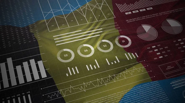 Belgien Informativa Analysrapporter Och Finansiella Data Infographics Display Med Flagga — Stockfoto