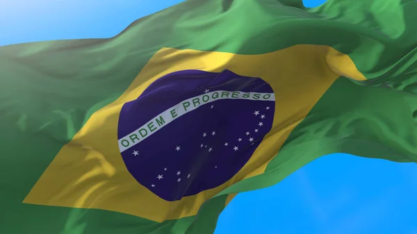 Brazil Flag Waving Wind Realistic Brazilian Background Brazil Background — Stock Photo, Image