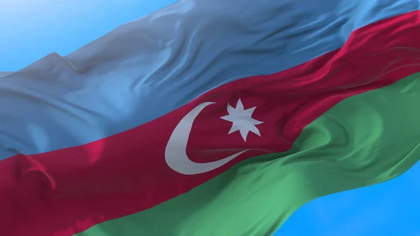 Azerbaycan Bayrağı Rüzgarda Sallanıyor Gerçekçi Azerbaycan Arka Planında Azerbaycan Arkaplanı — Stok fotoğraf