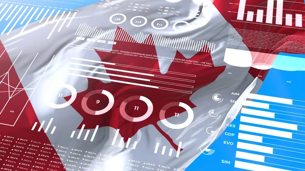 Canadá Relatórios Análise Informacional Dados Financeiros Exibição Infográficos Com Bandeira — Fotografia de Stock