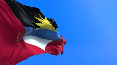 Antigua ve Barbuda bayrağı - 3D gerçekçi bayrak sallama arkaplanı