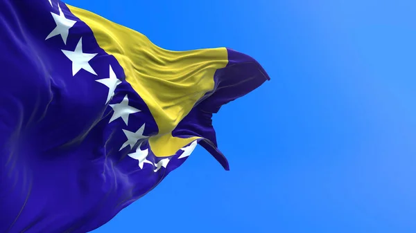 Bandeira Bósnia Herzegovina Realista Acenando Fundo Bandeira — Fotografia de Stock