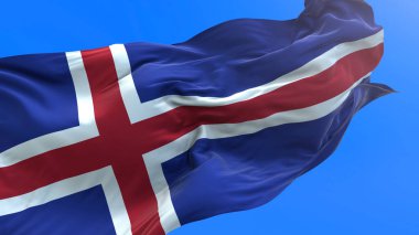 İzlanda bayrağı - 3D gerçekçi bayrak sallama arkaplanı