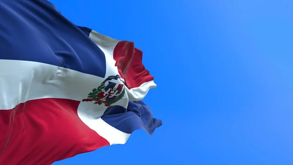 Dominikanische Republik Flagge Realistische Flagge Schwenken Hintergrund — Stockfoto