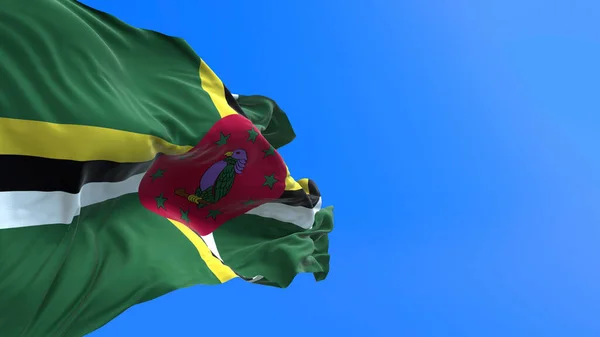 ドミニカの旗 3D現実的な手のフラグの背景 — ストック写真