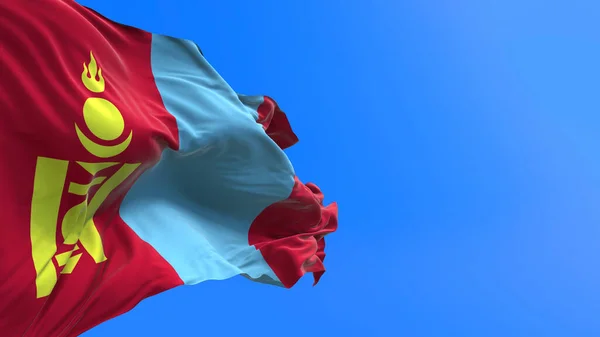 Mongoliets Flagga Realistisk Viftande Flagga Bakgrund — Stockfoto
