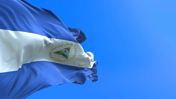 Nicaragua Flagga Realistisk Viftande Flagga Bakgrund — Stockfoto