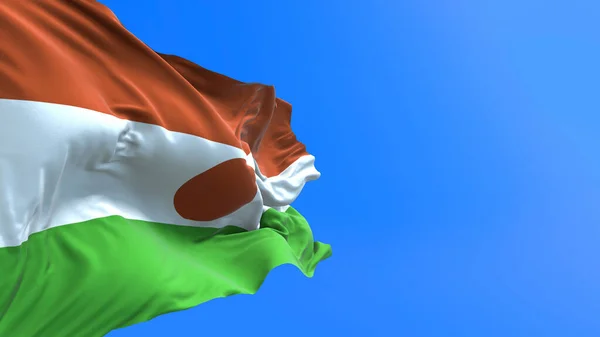 Niger Flagga Realistisk Viftande Flagga Bakgrund — Stockfoto