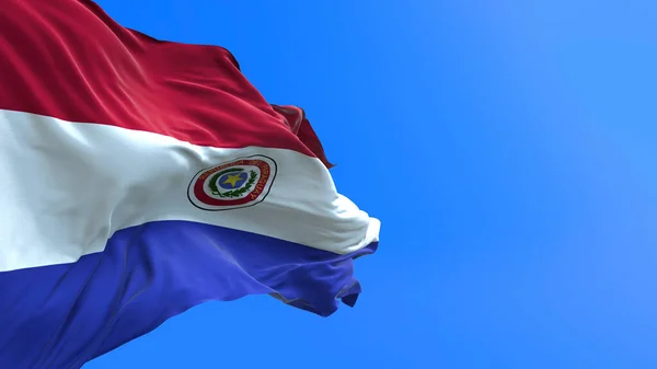 Bandera Paraguay Fondo Bandera Ondeante Realista —  Fotos de Stock