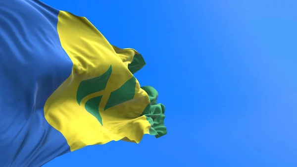 Saint Vincent Grenadines Flag Реалістичне Махаючи Прапором — стокове фото