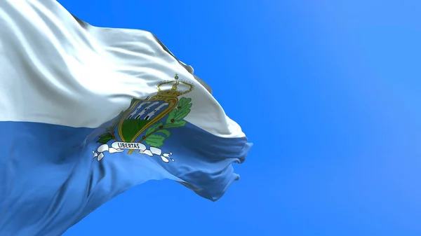 San Marino Vlag Realistische Zwaaiende Vlag Achtergrond — Stockfoto