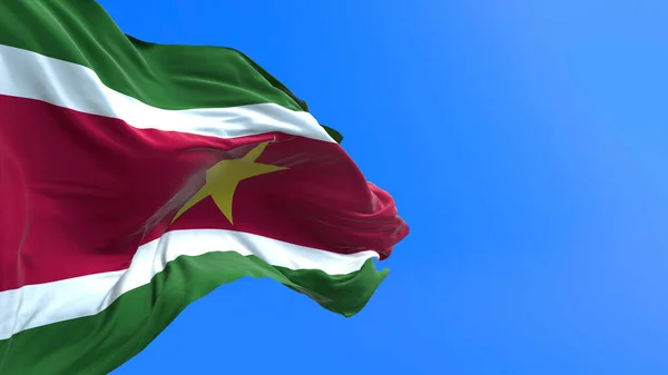 Surinaamse Vlag Realistische Zwaaiende Vlag Achtergrond — Stockfoto