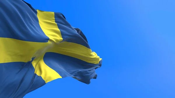 Прапор Швеції Реалістичний Розмахуючи Прапором — стокове фото