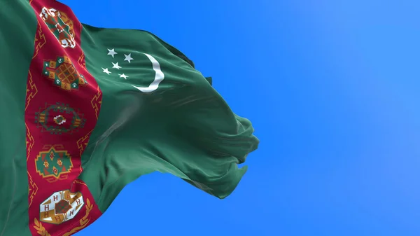 Turkmenistánská Vlajka Realistické Vlnění Vlajky Pozadí — Stock fotografie