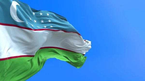 Флаг Узбекистана Реалистичное Размахивание Флагом Фон — стоковое фото
