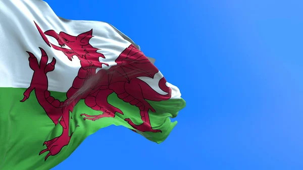 Wales Flag Realistic Waving Flag Background — Stock Photo, Image