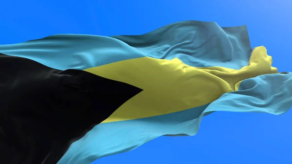 Багамський Прапор Тривимірний Реалістичний Махаючи Прапором — стокове фото