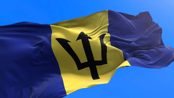 Bandeira Barbados Realista Acenando Fundo Bandeira — Fotografia de Stock