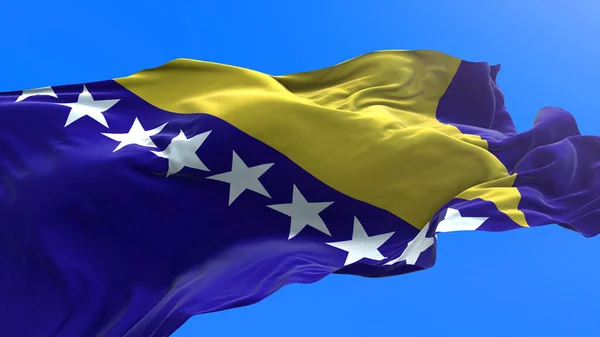 Bandeira Bósnia Herzegovina Realista Acenando Fundo Bandeira — Fotografia de Stock