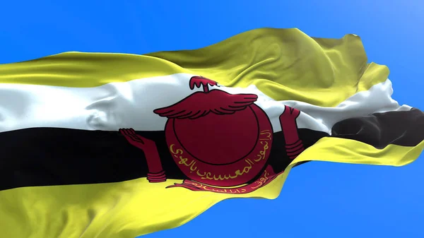 Bandeira Brunei Realista Acenando Fundo Bandeira — Fotografia de Stock