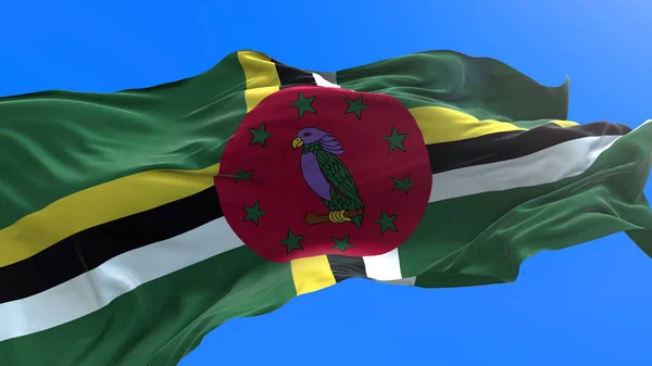 Bandeira Dominica Realista Acenando Fundo Bandeira — Fotografia de Stock