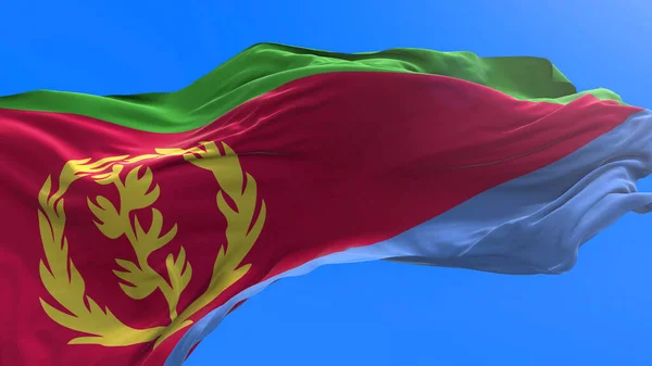 Eritrea Flagge Realistischer Fahnenhintergrund — Stockfoto