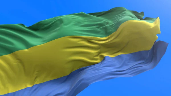 Gabon Vlag Realistische Zwaaiende Vlag Achtergrond — Stockfoto