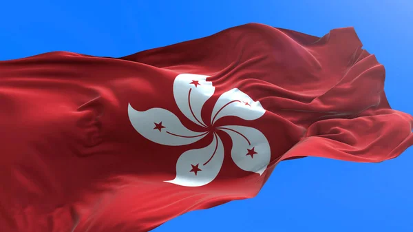 香港の旗 3D現実的な手のフラグの背景 — ストック写真