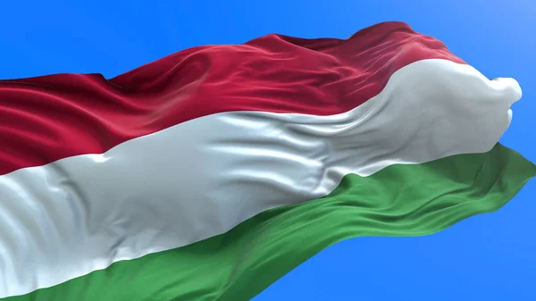 Угорський Прапор Реалістичний Махаючи Прапором — стокове фото