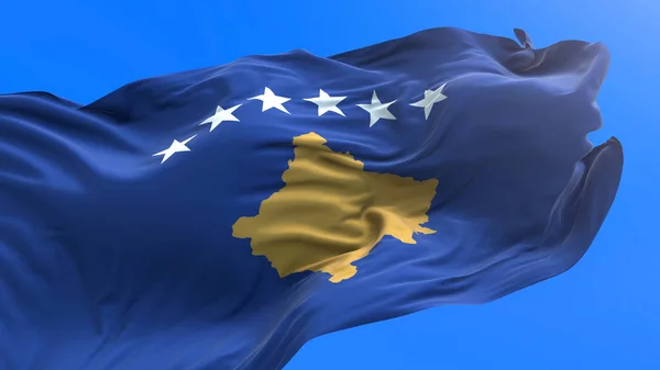 Флаг Косово Трехмерный Реалистичный Фон Флага — стоковое фото