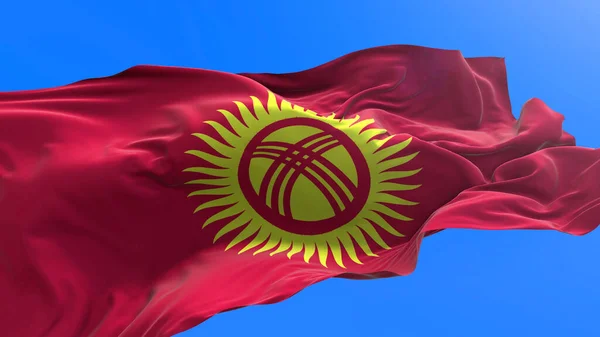 Kirgizistans Flagga Realistisk Viftande Flagga Bakgrund — Stockfoto