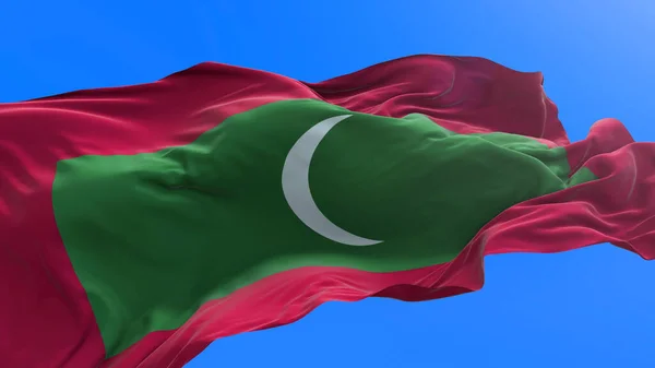 马尔代夫国旗 三维现实挥动国旗背景 — 图库照片