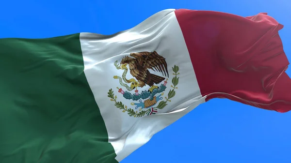 墨西哥国旗3D真实感挥动国旗背景 — 图库照片