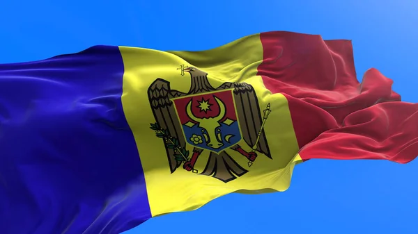Moldavien Flagga Realistisk Viftande Flagga Bakgrund — Stockfoto