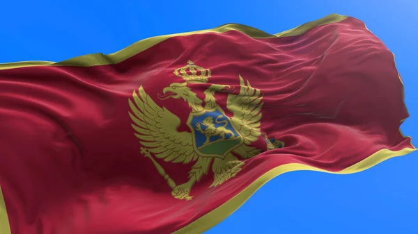 Montenegro Vlag Realistische Zwaaiende Vlag Achtergrond — Stockfoto